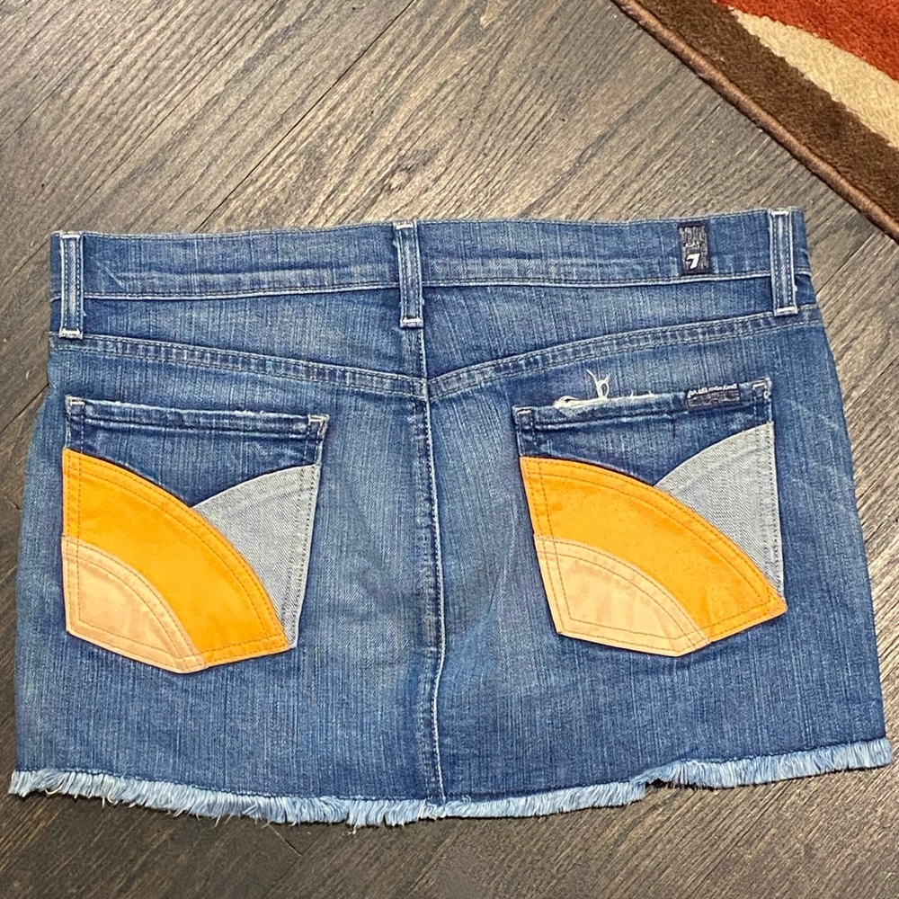 7 For all Mankind Leather accent, Denim Mini Skirt